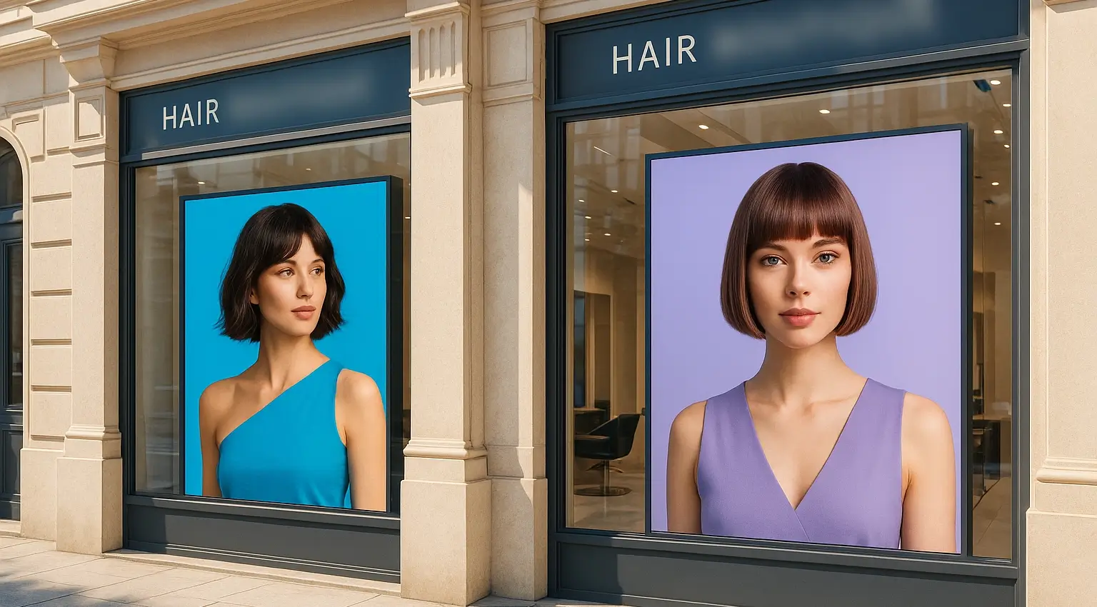 Ecran d'affichage dynamique dans une vitrine